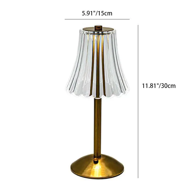 Traditional Vintage Flower Metal Acrylic LED Table Lamp For Bedroom
